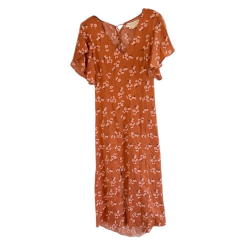 Saltwater Luxe Orange Floral Midi Dress Size Medium 41735